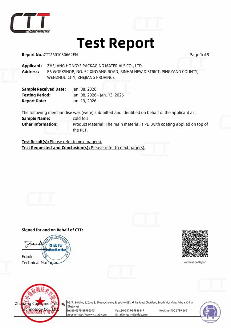 Our Certificate
